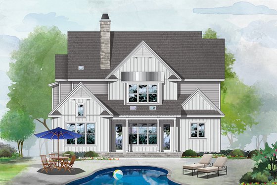 Exterior - Rear Elevation for Farmhouse House Plan #929-1122 - 4 bed, 3.5 bath