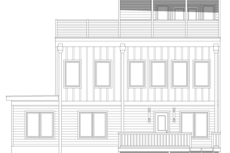 House Blueprint - Exterior - Rear Elevation 1 for Contemporary House Plan #932-515 - 3 bed, 3.5 bath