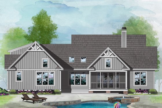 Exterior - Rear Elevation for Craftsman House Plan #929-1123 - 3 bed, 2 bath