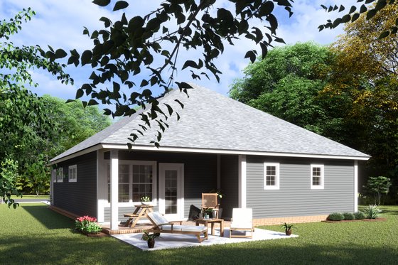Exterior - Rear Elevation for Traditional House Plan #513-15 - 3 bed, 2 bath