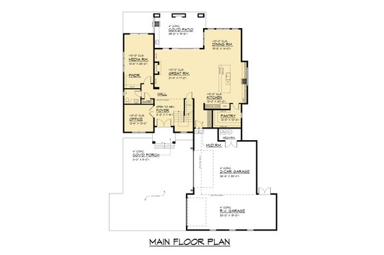 Floor Plan - Main Floor for Farmhouse House Plan #1066-311 - 4 bed, 4 bath