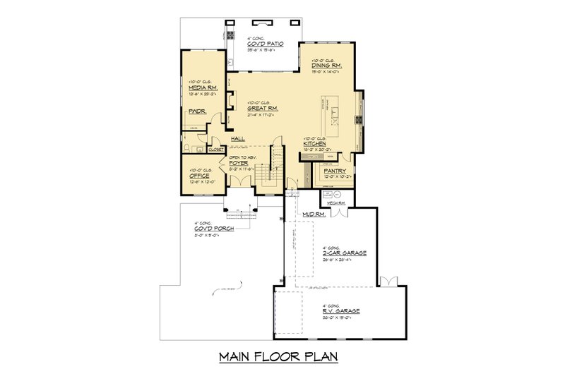 Home Plan - Floor Plan - Main Floor for Farmhouse House Plan #1066-311 - 4 bed, 4 bath