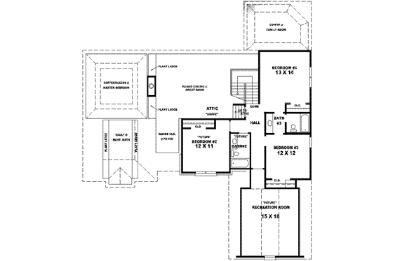 Floor Plan - Upper Floor for Traditional House Plan #81-570 - 3 bed, 3.5 bath
