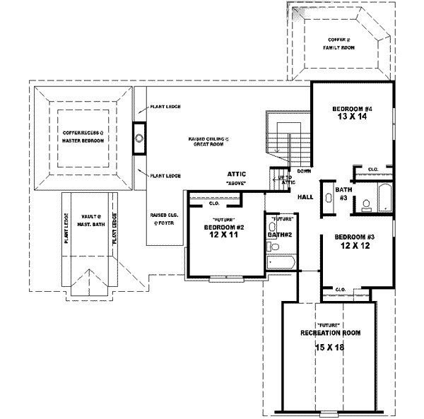 Traditional Floor Plan - Upper Floor Plan #81-570