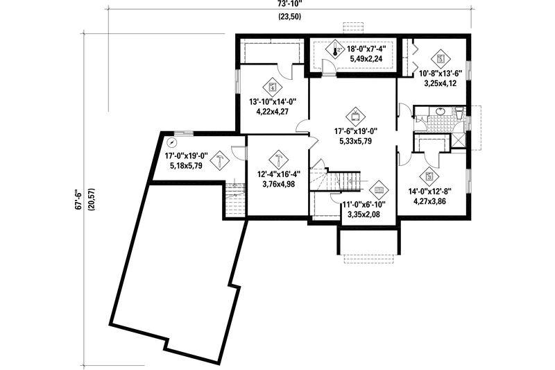 Dream House Plan - Floor Plan - Lower Floor for Traditional House Plan #25-4736 - 5 bed, 3 bath
