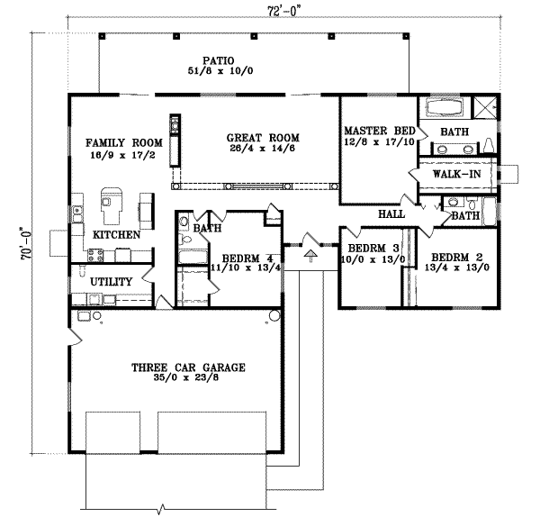 House Blueprint - Traditional Floor Plan - Main Floor Plan #1-1465