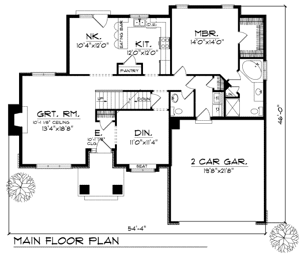 Architectural House Design - Traditional Floor Plan - Main Floor Plan #70-290