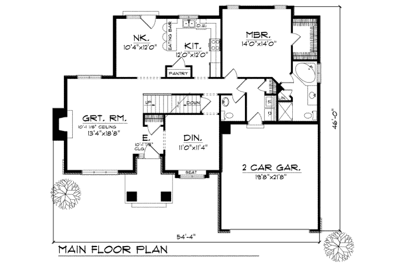 Architectural House Design - Floor Plan - Main Floor for Traditional House Plan #70-290 - 4 bed, 2.5 bath