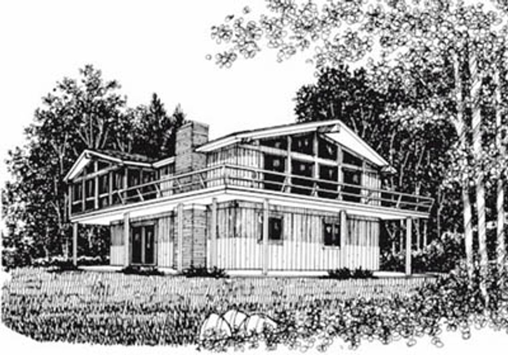 Cabin Style House Plan - 3 Beds 2 Baths 1352 Sq/Ft Plan #12-242