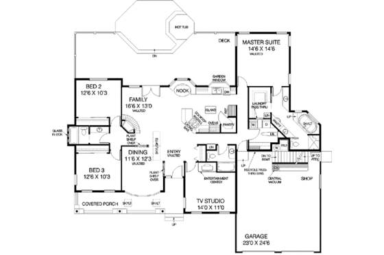 Floor Plan - Main Floor for Traditional House Plan #60-229 - 3 bed, 2.5 bath
