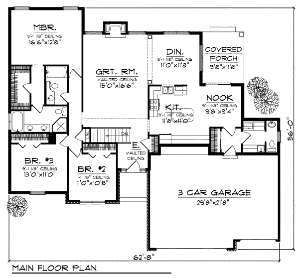Architectural House Design - Traditional Floor Plan - Main Floor Plan #70-703