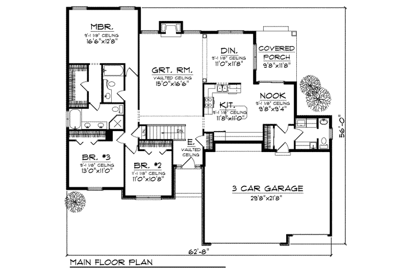 Home Plan - Floor Plan - Main Floor for Traditional House Plan #70-703 - 3 bed, 2.5 bath