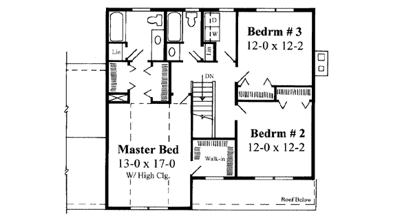 Traditional Floor Plan - Upper Floor Plan #75-165