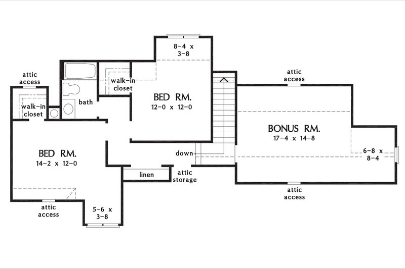 Home Plan - Floor Plan - Upper Floor for Cottage House Plan #929-1194 - 5 bed, 3 bath