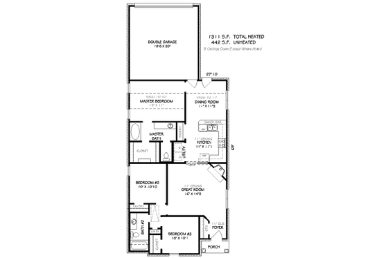 Floor Plan - Main Floor for European House Plan #424-74 - 3 bed, 2 bath