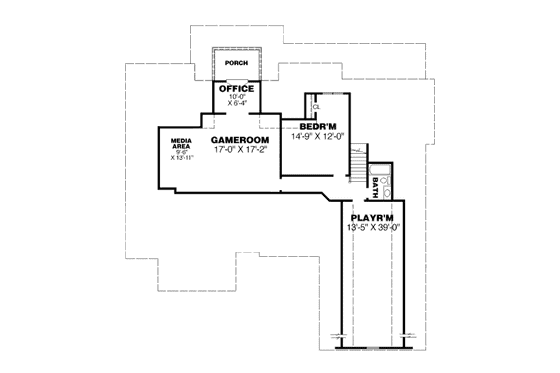 Floor Plan - Upper Floor for European House Plan #34-226 - 4 bed, 4 bath