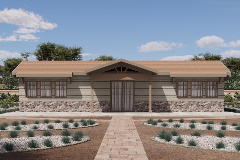 Dream House Plan - Exterior - Front Elevation 5 for Ranch House Plan #1106-100 - 2 bed, 1 bath