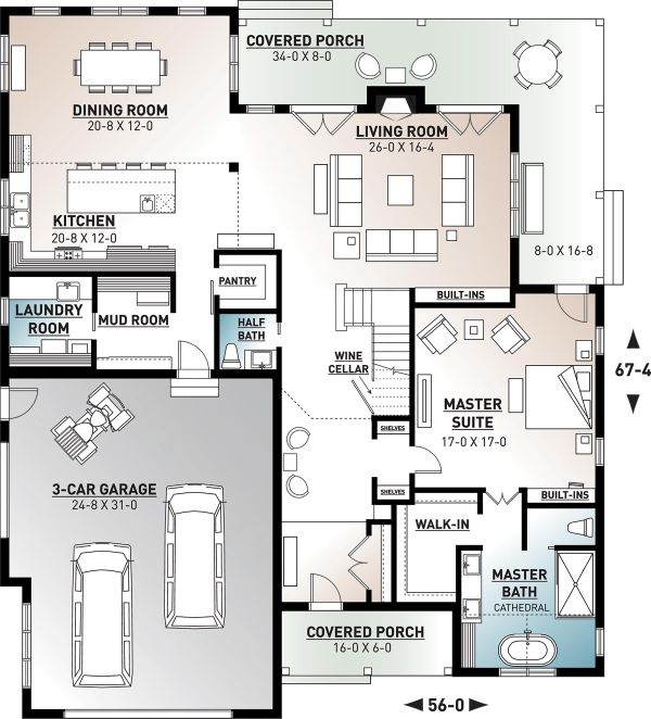 Home Plan - Farmhouse Floor Plan - Main Floor Plan #23-2690