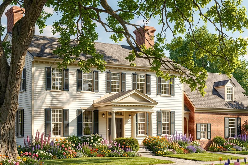 Dream House Plan - Exterior - Front Elevation 2 for Colonial House Plan #137-349 - 4 bed, 3.5 bath