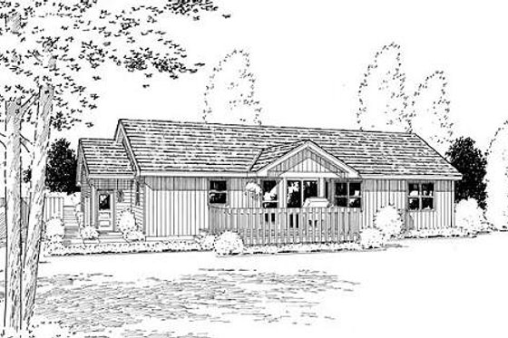 Exterior - Rear Elevation for Traditional House Plan #312-307 - 3 bed, 2 bath