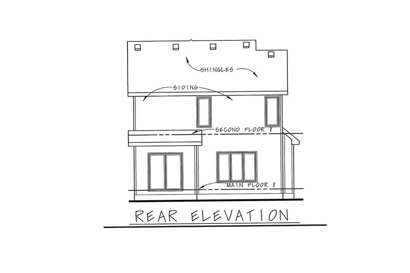 Home Plan - Exterior - Rear Elevation for European House Plan #20-1790 - 3 bed, 3 bath