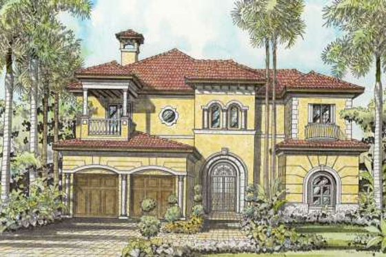 Exterior - Front Elevation for Mediterranean House Plan #420-189 - 6 bed, 6.5 bath