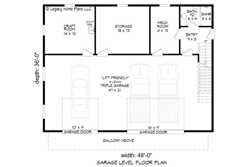 House Blueprint - Floor Plan - Main Floor for Modern House Plan #932-649 - 2 bed, 2 bath