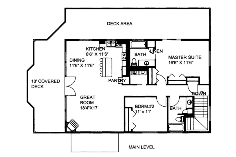Dream House Plan - Floor Plan - Main Floor for Bungalow House Plan #117-678 - 2 bed, 3 bath