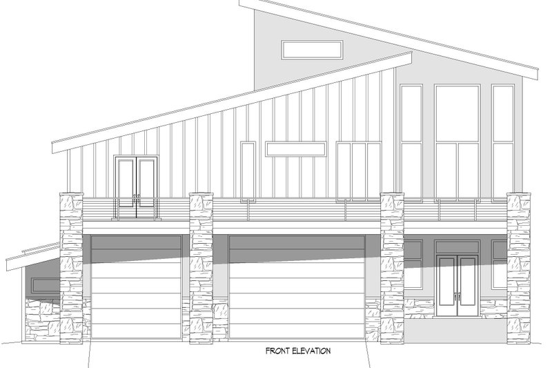 House Blueprint - Exterior - Front Elevation 3 for Modern House Plan #932-714 - 3 bed, 4 bath