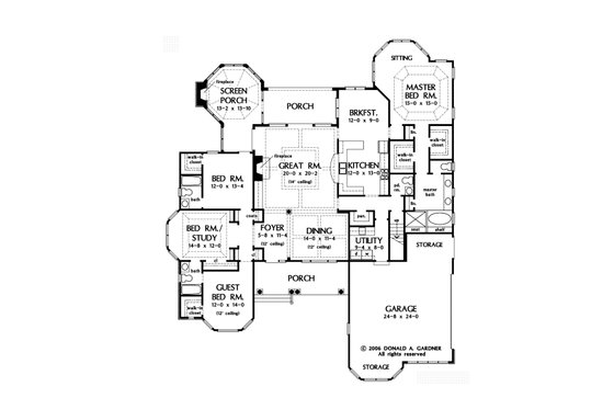 Floor Plan - Main Floor for European House Plan #929-21 - 4 bed, 3.5 bath