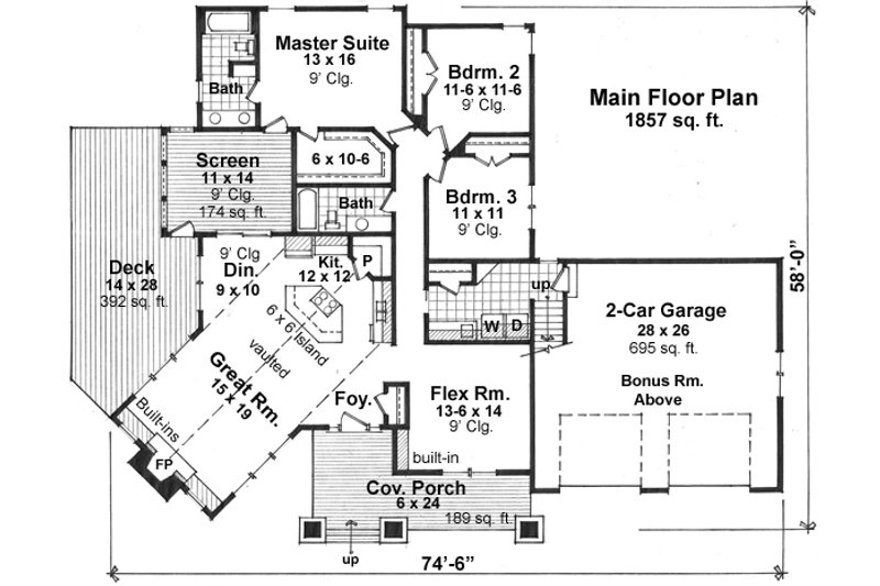 Dream House Plan - Craftsman style house plan, main level floor plan
