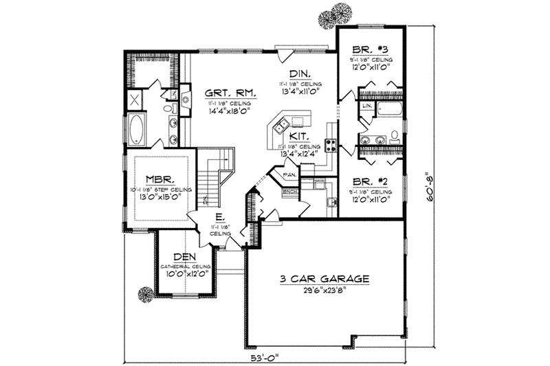 Dream House Plan - Floor Plan - Main Floor for Traditional House Plan #70-832 - 3 bed, 2 bath