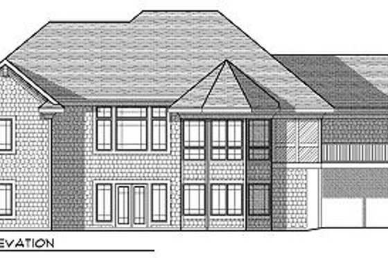 Exterior - Rear Elevation for European House Plan #70-885 - 4 bed, 3.5 bath