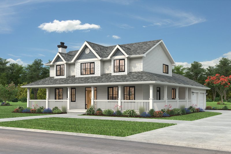 Dream House Plan - Exterior - Front Elevation 4 for Farmhouse House Plan #18-4460 - 5 bed, 2.5 bath