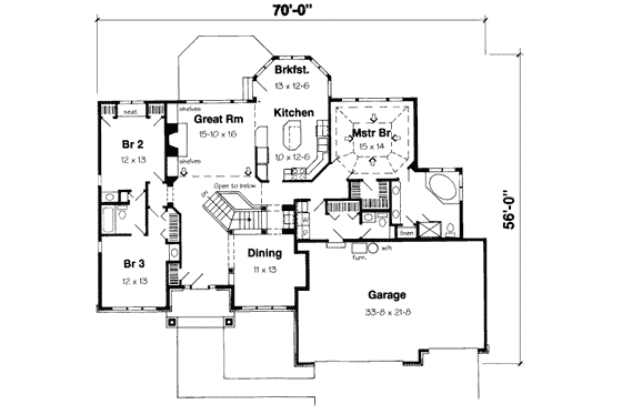 Floor Plan - Main Floor for Traditional House Plan #312-426 - 3 bed, 2.5 bath