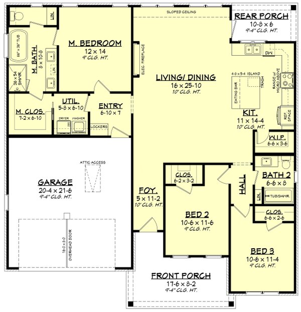 Home Plan - Floor Plan - Main Floor for Farmhouse House Plan #430-433 - 3 bed, 2 bath