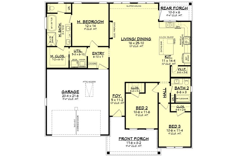Home Plan - Floor Plan - Main Floor for Farmhouse House Plan #430-433 - 3 bed, 2 bath