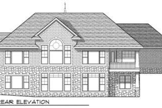 Exterior - Rear Elevation for European House Plan #70-677 - 4 bed, 3.5 bath