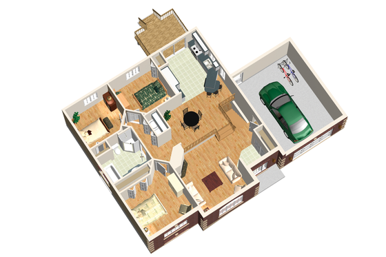 Floor Plan - Main Floor 1 for European House Plan #25-4648 - 3 bed, 1 bath