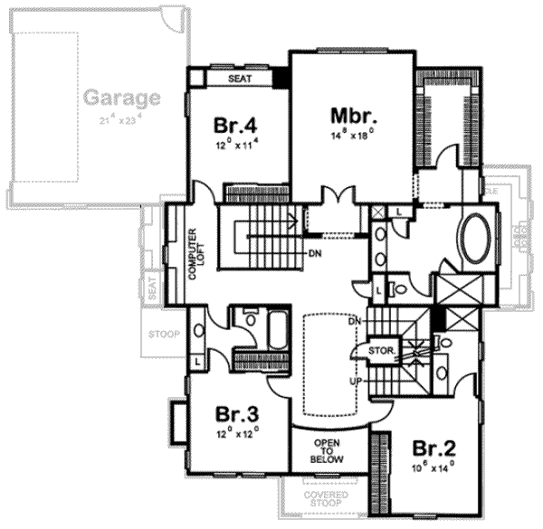 European Floor Plan - Upper Floor Plan #20-1582