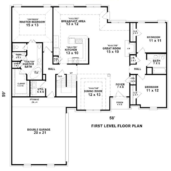 Floor Plan - Main Floor for European House Plan #81-13823 - 3 bed, 2 bath