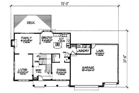 Floor Plan - Main Floor for Traditional House Plan #50-200 - 4 bed, 3.5 bath