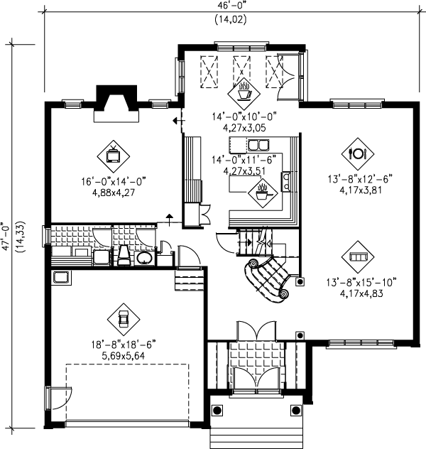 Traditional Floor Plan - Main Floor Plan #25-2268
