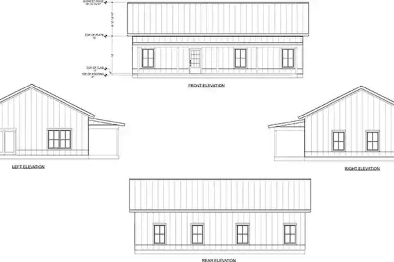 House Blueprint - Exterior - Other Elevation for Ranch House Plan #1116-43 - 3 bed, 2 bath