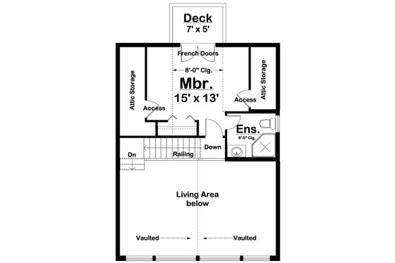 Floor Plan - Upper Floor for Cabin House Plan #126-181 - 2 bed, 2 bath