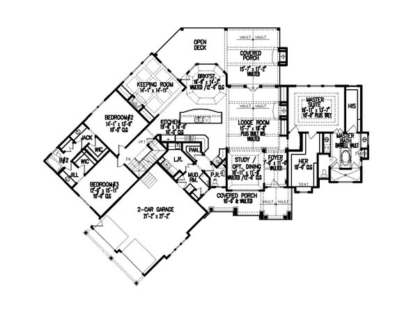 House Plan Design - Craftsman Floor Plan - Main Floor Plan #54-527