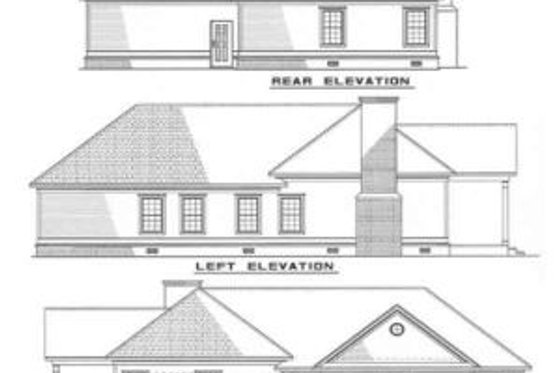 Exterior - Rear Elevation for Southern House Plan #17-180 - 3 bed, 2 bath