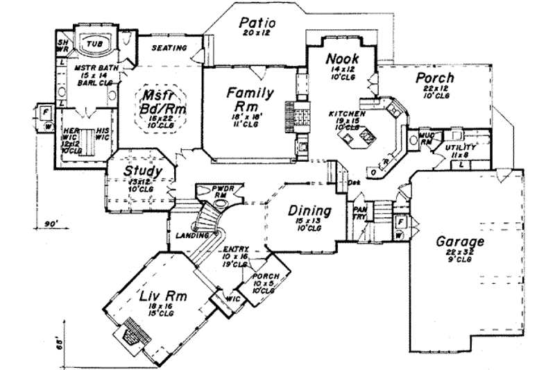 Home Plan - Floor Plan - Main Floor for European House Plan #52-170 - 4 bed, 4.5 bath