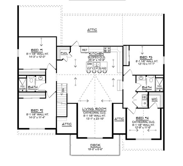 Architectural House Design - Floor Plan - Upper Floor for Craftsman House Plan #1064-474 - 4 bed, 2.5 bath