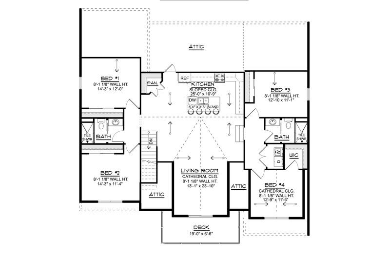 Architectural House Design - Floor Plan - Upper Floor for Craftsman House Plan #1064-474 - 4 bed, 2.5 bath